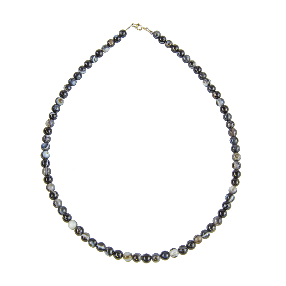 Collier-Agate-noire-zonée-Pierres-Boules-6mm-01 collier agate zonée noire pierres boules 6mm