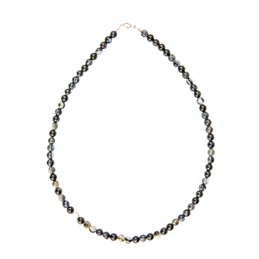 Collier-Agate-noire-zonée-Pierres-Boules-6mm-02 collier agate zonée noire pierres boules 6mm