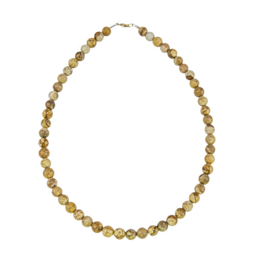 collier jaspe paysage pierres boules 8mm