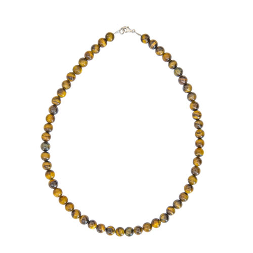 collier oeil de tigre pierres boules 8mm