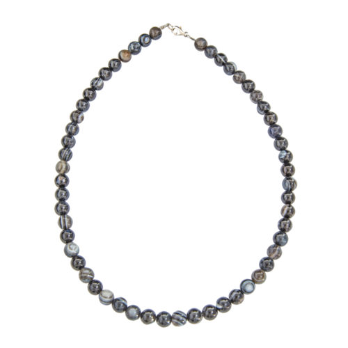 collier agate zonée noire pierres boules 8mm