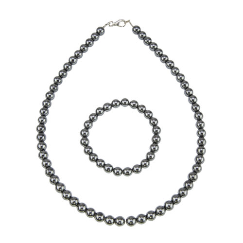 coffret hematite pierres boules 8mm