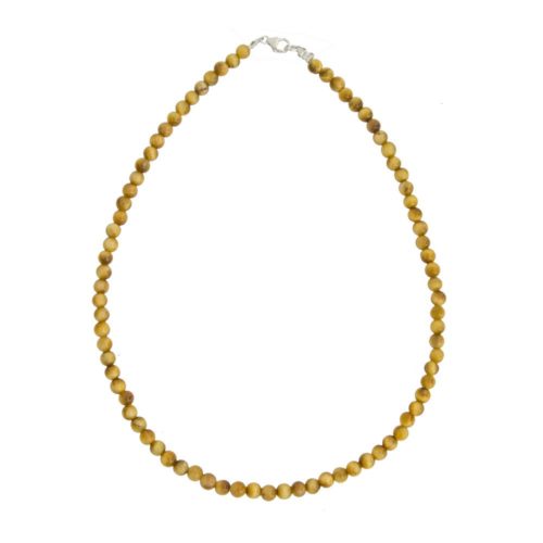 collier oeil de tigre doré pierres boules 6mm