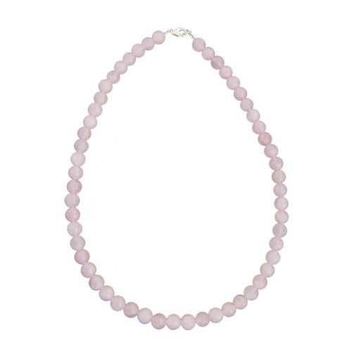 collier quartz rose pierres boules 8mm