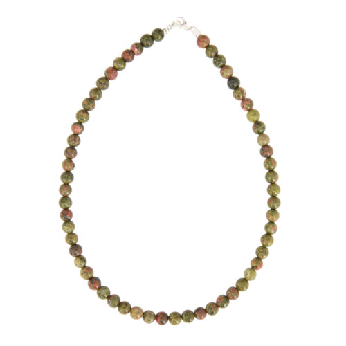 collier unakite pierres boules 8mm