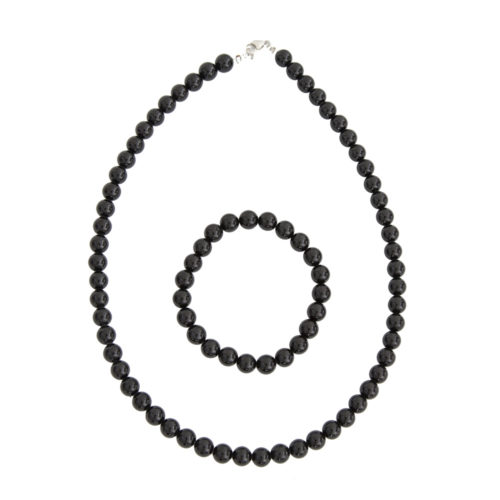 coffret agate noire pierres boules 8mm