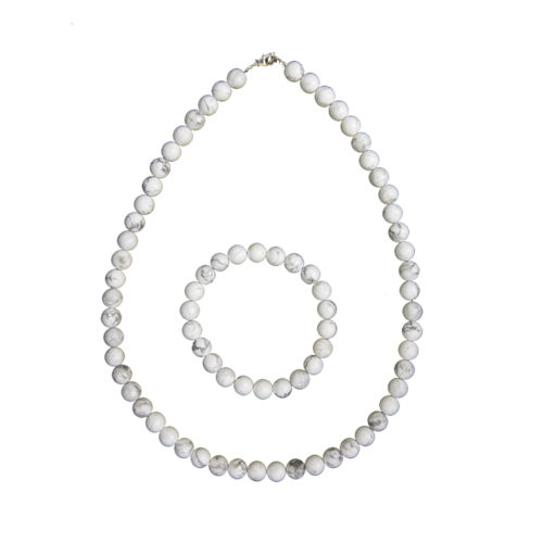 parure howlite pierres boules 8mm