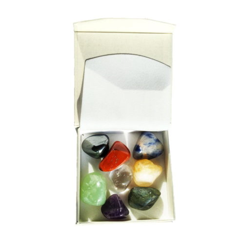 Coffret 8 pierres roulées 7 chakras