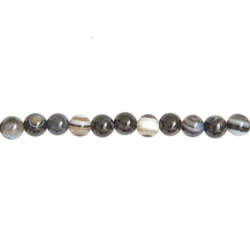 fil agate noire zonée pierres boules 6mm
