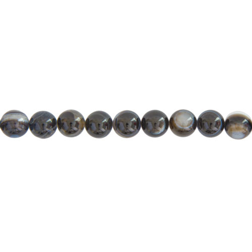 fil agate zonée noire pierres boules 10mm