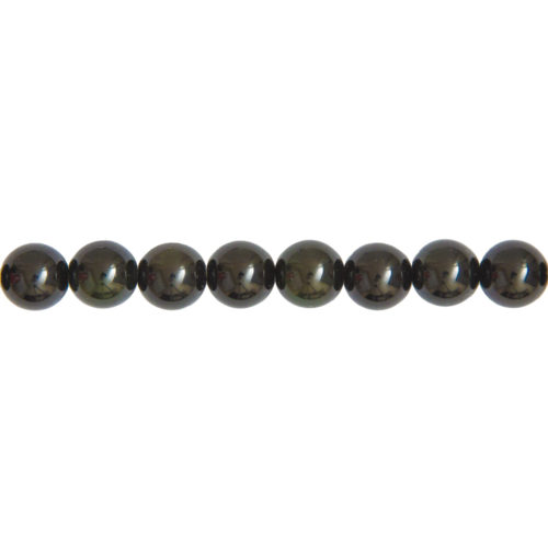 fil obsidienne noire pierres boules 12mm