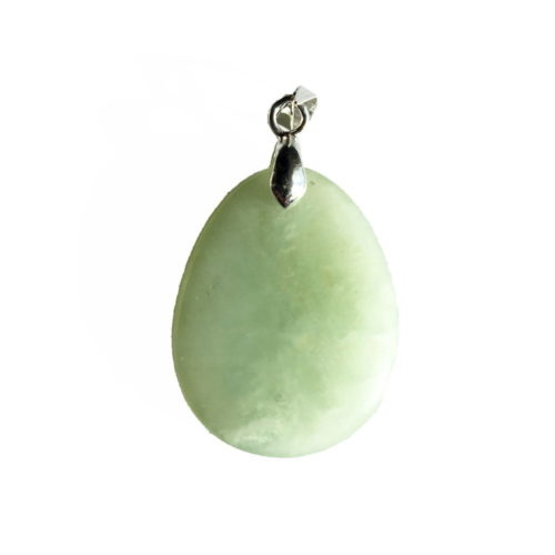 pendentif jade vert pierre plate