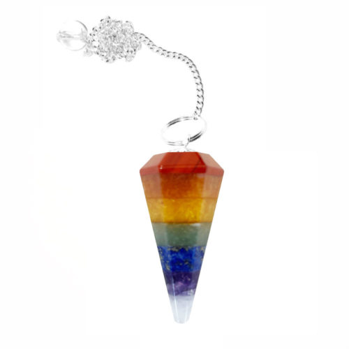 pendule 7 chakras cone hexagonal