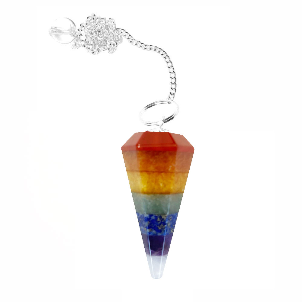 pendule 7 chakras cone hexagonal pendule 7 chakras cone hexagonal