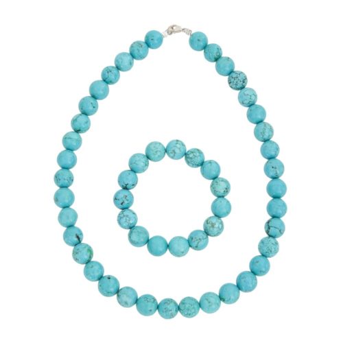 coffret turquoise pierres boules 12mm
