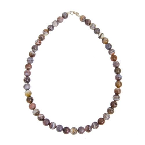 collier agate du botswana pierres boules 10mm