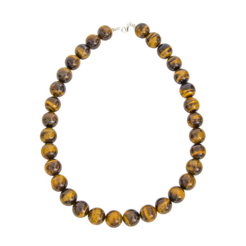 collier oeil de tigre pierres boules 14mm