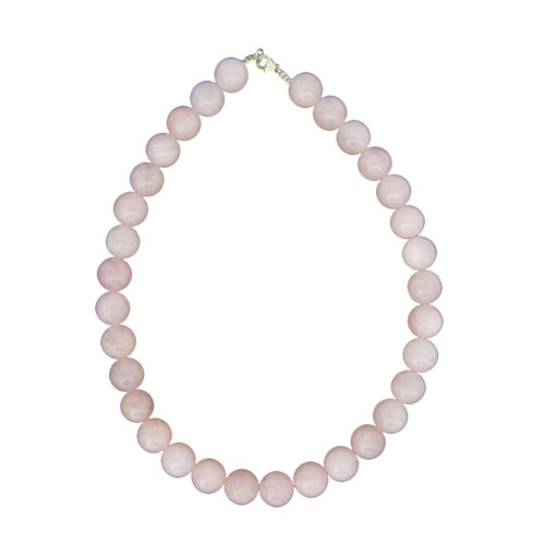 collier quartz rose pierres boules 14mm