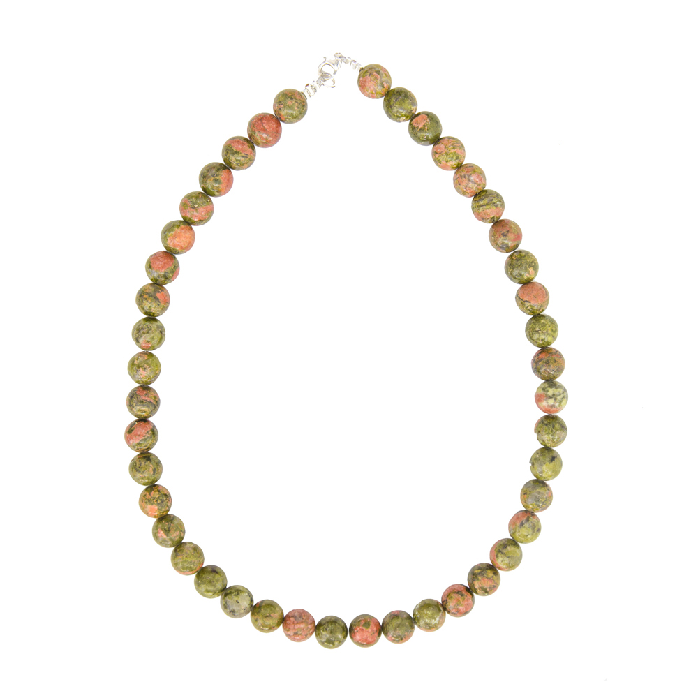 collier-unakite-pierres-boules-10mm-02 collier unakite pierres boules 10mm