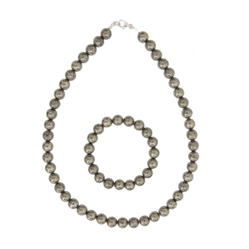 parure pyrite de fer pierres boules 10mm