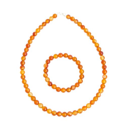 coffret cornaline pierres boules 8mm