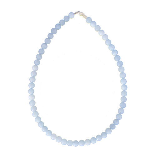 collier aigue marine pierres boules 8mm