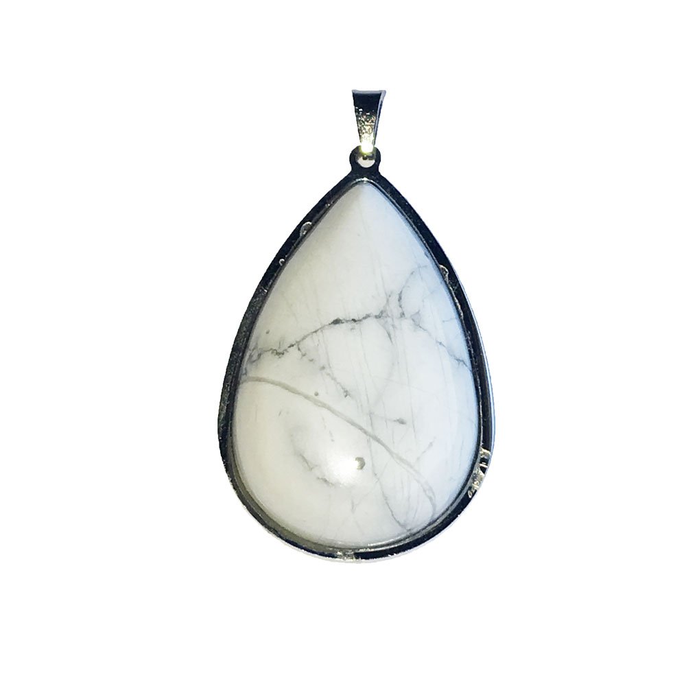 pendentif-howlite-goutte-montee-acier-01 pendentif howlite goutte monte acier