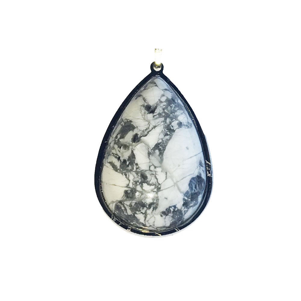 pendentif-howlite-goutte-montee-acier-02 pendentif howlite goutte monte acier