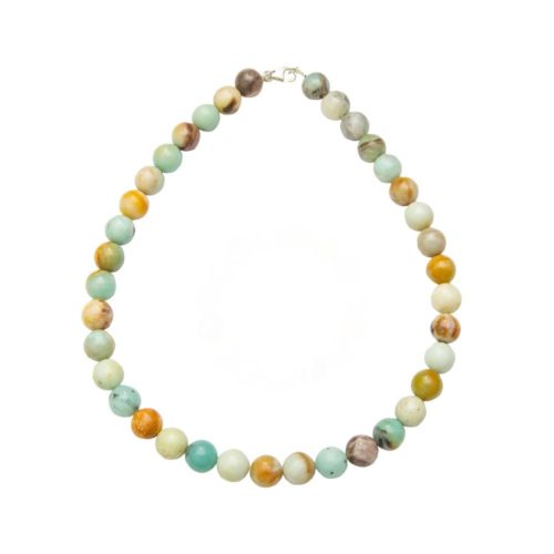 collier amazonite multicolore pierres boules 12mm