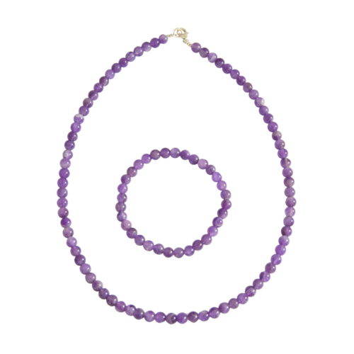 parure améthyste pierres boules 6mm