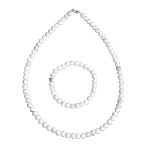 parure howlite pierres boules 6mm