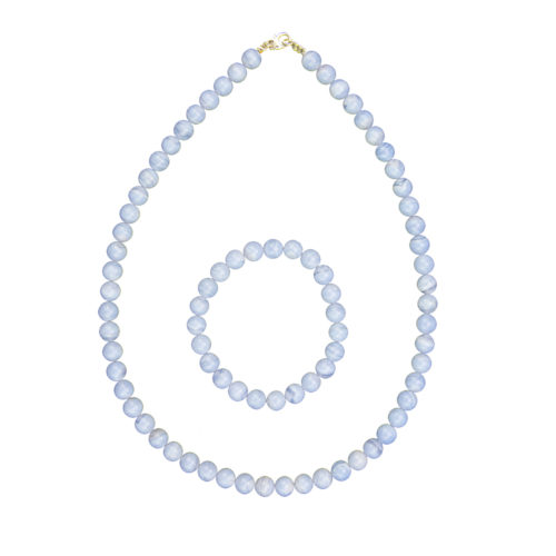 parure calcédoine pierres boules 8mm