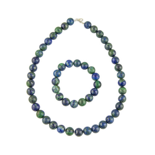 parure chrysocolle pierres boules 12mm