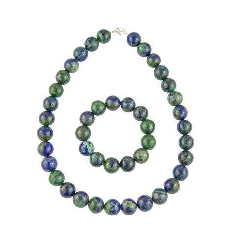 parure chrysocolle pierres boules 14mm