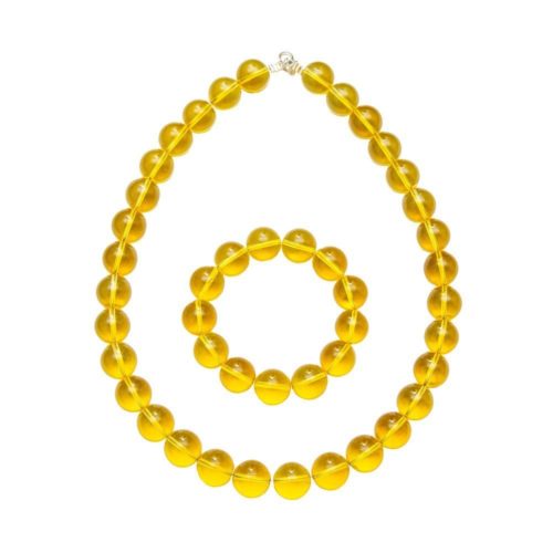 parure citrine pierres boules 14mm