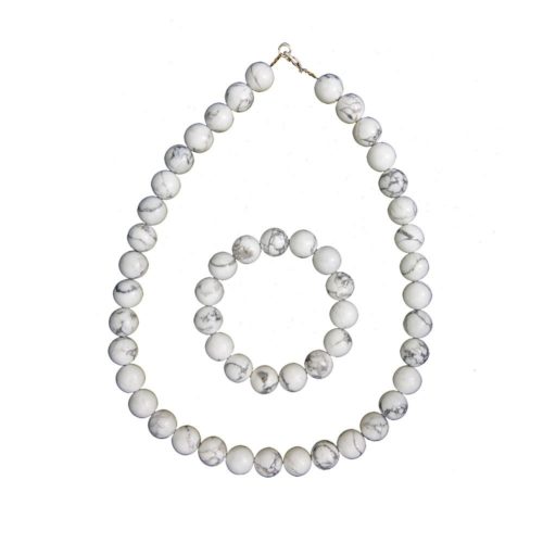 parure howlite pierres boules 12mm