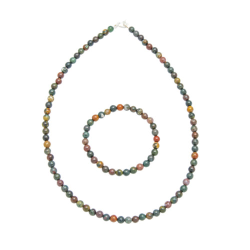 parure jaspe héliotrope pierres boules 6mm