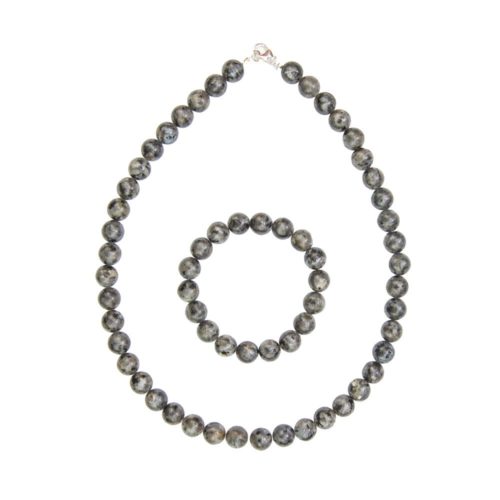 parure labradorite avec inclusions pierres boules 10mm