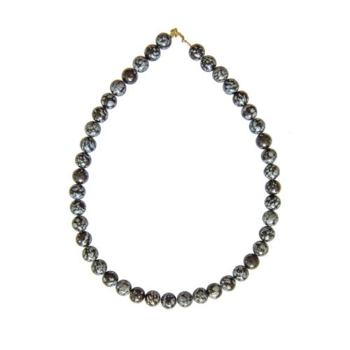 collar obsidiana nieve piedras bolas 10mm