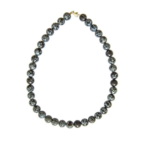 collar obsidiana copo de nieve piedras bolas 12mm