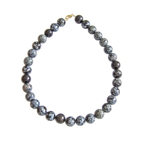 collar obsidiana nieve piedras bolas 14mm