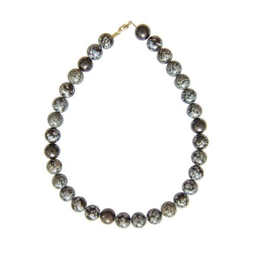 collar obsidiana nieve piedras bolas 14mm