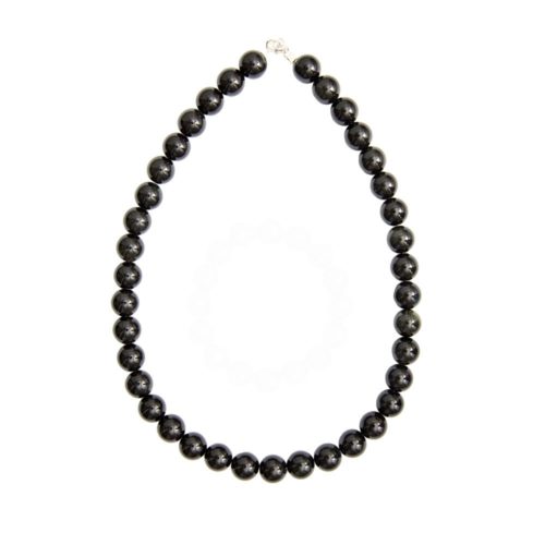 collar obsidiana negra piedras bolas 12mm