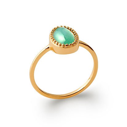 bague aventurine plaqué or 750
