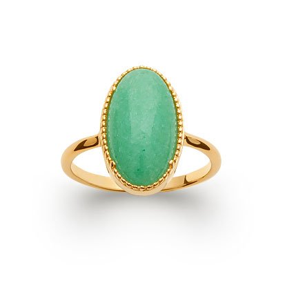bague aventurine plaqué or 750