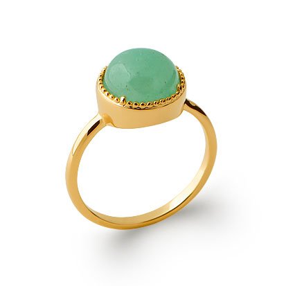 bague aventurine plaqué or 750
