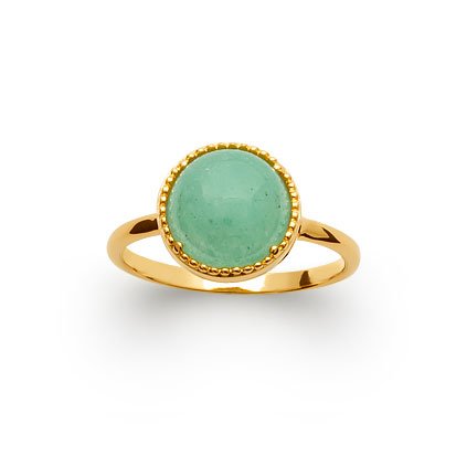 bague aventurine plaqué or 750