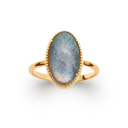 bague labradorite plaqué or 750