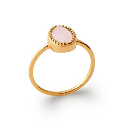 bague quartz rose plaqué or 750