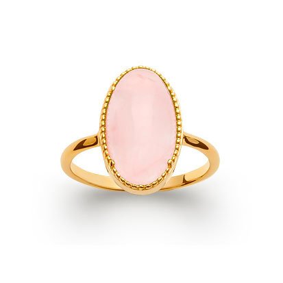 bague quartz rose plaqué or 750